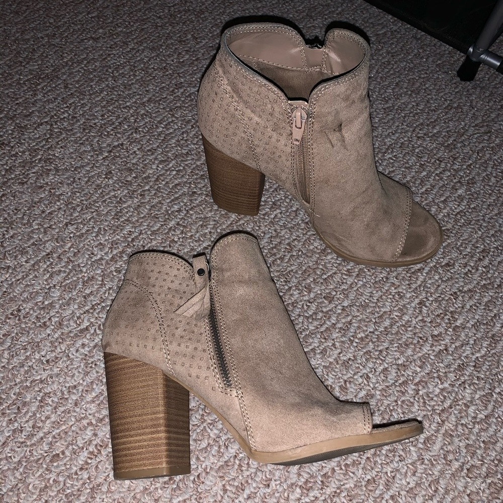 Tan Peep Toe Booties